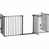 PawHut Pet Safety Gate 5-Panel Playpen Metal Fence W/ Walk Through Door Black