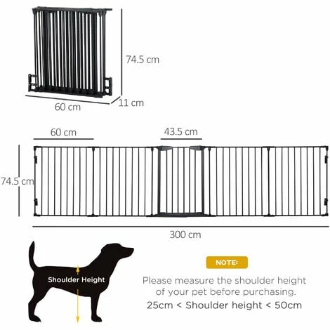 PawHut Pet Safety Gate 5-Panel Playpen Metal Fence W/ Walk Through Door Black PawHut Pet Safety Gate 5-Panel Playpen Metal Fence W/ Walk Through Door Black -PawHut Shop 29110678 2