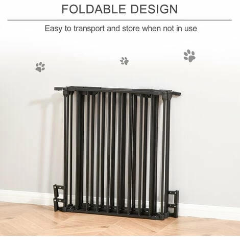 PawHut Pet Safety Gate 5-Panel Playpen Metal Fence W/ Walk Through Door Black PawHut Pet Safety Gate 5-Panel Playpen Metal Fence W/ Walk Through Door Black -PawHut Shop 29110678 5