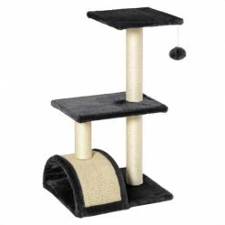 PawHut Cat Tree Activity Center W/ Scratching Posts Sisal Arc Hanging Ball Grey