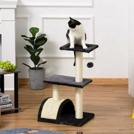 PawHut Cat Tree Activity Center w/ Scratching Posts Sisal Arc Hanging Ball Grey PawHut Cat Tree Activity Center W/ Scratching Posts Sisal Arc Hanging Ball Grey -PawHut Shop 29218480 3