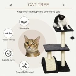 PawHut Cat Tree Activity Center W/ Scratching Posts Sisal Arc Hanging Ball Grey 3 PawHut Cat Tree Activity Center W/ Scratching Posts Sisal Arc Hanging Ball Grey -PawHut Shop 29218480 4