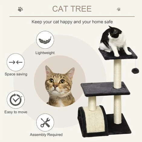 PawHut Cat Tree Activity Center w/ Scratching Posts Sisal Arc Hanging Ball Grey PawHut Cat Tree Activity Center W/ Scratching Posts Sisal Arc Hanging Ball Grey -PawHut Shop 29218480 4