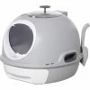 PawHut Futuristic Capsule-Shaped Cat Litter Box W/ 2 Doors Litter Scoop Drawer