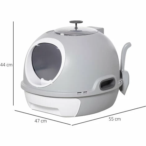 PawHut Futuristic Capsule-Shaped Cat Litter Box w/ 2 Doors Litter Scoop Drawer PawHut Futuristic Capsule-Shaped Cat Litter Box W/ 2 Doors Litter Scoop Drawer -PawHut Shop 29297740 2