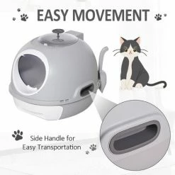 PawHut Futuristic Capsule-Shaped Cat Litter Box W/ 2 Doors Litter Scoop Drawer 4 PawHut Futuristic Capsule-Shaped Cat Litter Box W/ 2 Doors Litter Scoop Drawer -PawHut Shop 29297740 5