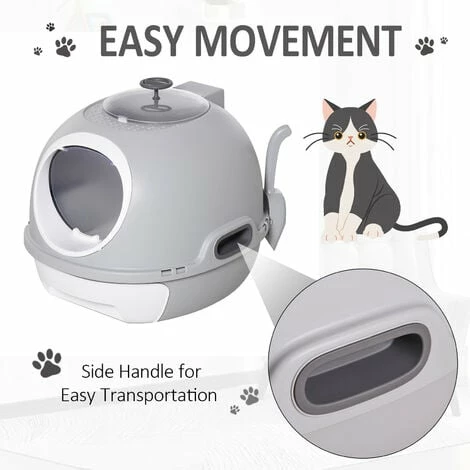 PawHut Futuristic Capsule-Shaped Cat Litter Box w/ 2 Doors Litter Scoop Drawer PawHut Futuristic Capsule-Shaped Cat Litter Box W/ 2 Doors Litter Scoop Drawer -PawHut Shop 29297740 5