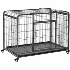 PawHut 78x109cm Metal Dog Cage Kennel W/ Locking Door & Wheels Large Pets