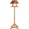 PawHut Wooden Bird Feeder W/ Cross-shaped Support Feet Weather Resistant Roof