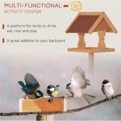 PawHut Wooden Bird Feeder W/ Cross-shaped Support Feet Weather Resistant Roof -PawHut Shop 29602441 4