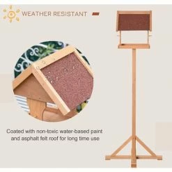 PawHut Wooden Bird Feeder W/ Cross-shaped Support Feet Weather Resistant Roof -PawHut Shop 29602441 5
