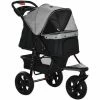 PawHut Folding 3 Wheel Pet Stroller Travel Adjustable Canopy Storage Brake Grey