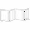 PawHut Pet Gate 4 Panel Wooden Dog Barrier Folding Fence W/ Support Feet