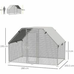PawHut Large Metal Walk-In Chicken Coop Cage W/ Cover Outdoor 280x193.5x195 Cm 1 PawHut Large Metal Walk-In Chicken Coop Cage W/ Cover Outdoor 280x193.5x195 Cm -PawHut Shop 30207011 2