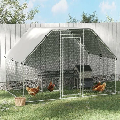 PawHut Large Metal Walk-In Chicken Coop Cage w/ Cover Outdoor 280x193.5x195 cm PawHut Large Metal Walk-In Chicken Coop Cage W/ Cover Outdoor 280x193.5x195 Cm -PawHut Shop 30207011 3