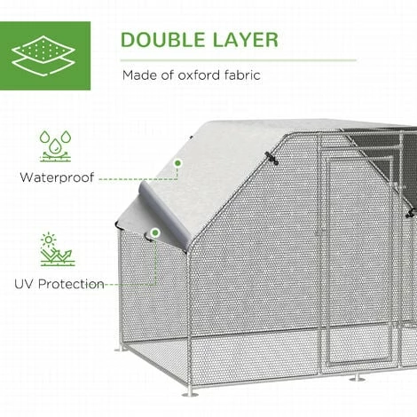 PawHut Large Metal Walk-In Chicken Coop Cage w/ Cover Outdoor 280x193.5x195 cm PawHut Large Metal Walk-In Chicken Coop Cage W/ Cover Outdoor 280x193.5x195 Cm -PawHut Shop 30207011 4