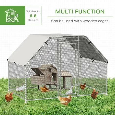 PawHut Large Metal Walk-In Chicken Coop Cage w/ Cover Outdoor 280x193.5x195 cm PawHut Large Metal Walk-In Chicken Coop Cage W/ Cover Outdoor 280x193.5x195 Cm -PawHut Shop 30207011 5