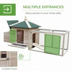 PawHut Chicken Coop Hen Poultry House W/ Nesting Box Outdoor Run Patio Wooden -PawHut Shop 30349701 5