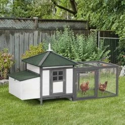 PawHut Chicken Coop Hen Poultry House W/ Nesting Box Outdoor Run Patio Wooden -PawHut Shop 30349702 3