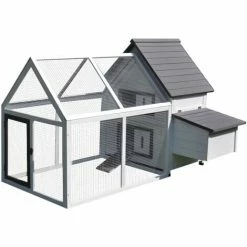 PawHut Wooden Chicken Coop Hen House Enclosure Garden With Ramp Run Nesting Box