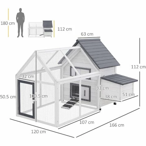 PawHut Wooden Chicken Coop Hen House Enclosure Garden with Ramp Run Nesting Box PawHut Wooden Chicken Coop Hen House Enclosure Garden With Ramp Run Nesting Box -PawHut Shop 30548385 2