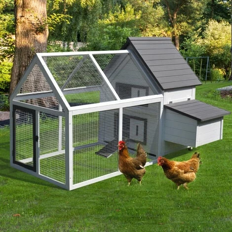 PawHut Wooden Chicken Coop Hen House Enclosure Garden with Ramp Run Nesting Box PawHut Wooden Chicken Coop Hen House Enclosure Garden With Ramp Run Nesting Box -PawHut Shop 30548385 3