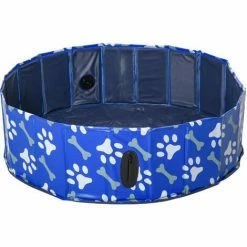 PawHut Dog Swimming Pool Foldable Pet Bathing Shower Tub Padding Pool Φ100cm M