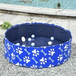 PawHut Dog Swimming Pool Foldable Pet Bathing Shower Tub Padding Pool Φ100cm M -PawHut Shop 30637143 3