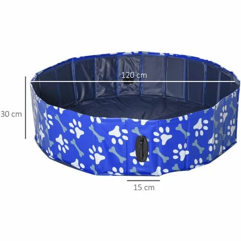 PawHut Dog Swimming Pool Foldable Pet Bathing Shower Tub Padding Pool Φ120cm L PawHut Dog Swimming Pool Foldable Pet Bathing Shower Tub Padding Pool Φ120cm L -PawHut Shop 30637155 2
