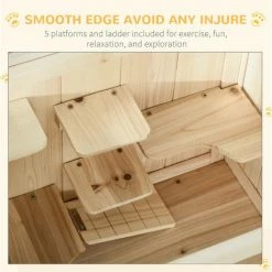 PawHut 3 Tiers Wooden Hamster Cage House 60L×40W×80H Cm -PawHut Shop 3095321 4