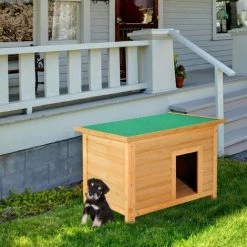 Pawhut 82cm Elevated Dog Kennel Wooden Pet House Outdoor With Open Top -PawHut Shop 3095326 3