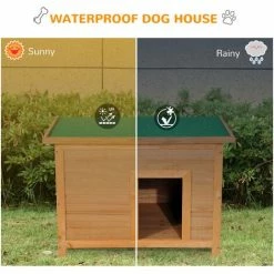 Pawhut 82cm Elevated Dog Kennel Wooden Pet House Outdoor With Open Top -PawHut Shop 3095326 4