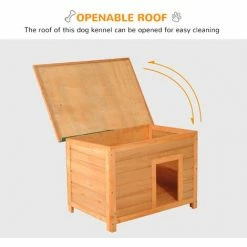 Pawhut 82cm Elevated Dog Kennel Wooden Pet House Outdoor With Open Top -PawHut Shop 3095326 5