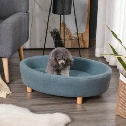 PawHut Dog Sofa Sponge Cushioned Pet Bed For Small And Medium Dogs - Light Blue -PawHut Shop 31666037 3