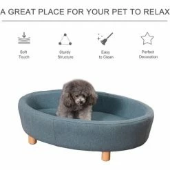 PawHut Dog Sofa Sponge Cushioned Pet Bed For Small And Medium Dogs - Light Blue -PawHut Shop 31666037 4