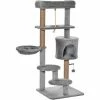 PawHut Cat Tree Climbing Kitten Activity Center 48 X 48 X 120cm Light Grey