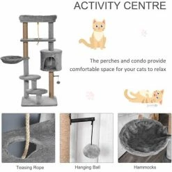 PawHut Cat Tree Climbing Kitten Activity Center 48 X 48 X 120cm Light Grey -PawHut Shop 31846957 5
