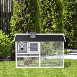 PawHut Rabbit Hutch Wood Bunny Cage For Outdoor Indoor W/ Pull Out Tray Ramp -PawHut Shop 32139308 3