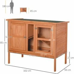 PawHut Wooden Pet House Elevated Rabbit Hutch Bunny Cage 102 X 56 X 85cm -PawHut Shop 32139342 2