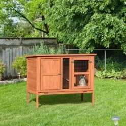 PawHut Wooden Pet House Elevated Rabbit Hutch Bunny Cage 102 X 56 X 85cm -PawHut Shop 32139342 3