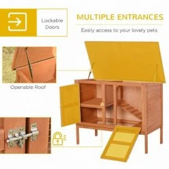 PawHut Wooden Pet House Elevated Rabbit Hutch Bunny Cage 102 X 56 X 85cm -PawHut Shop 32139342 5
