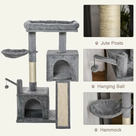 PawHut 111cm Cat Tree Tower Activity Centre W/ Scratching Post Condo Hammock PawHut 111cm Cat Tree Tower Activity Centre W/ Scratching Post Condo Hammock -PawHut Shop 32519484 5