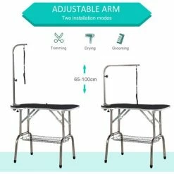 PawHut Pet Foldable Grooming Table W/ Adjustable Arm Non-Slip Tabletop Leash -PawHut Shop 32536905 4