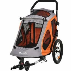 PawHut 2-IN-1 Dog Bike Trailer Pet Carrier Stroller Reflector 140 X 71 X 105cm