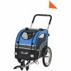 PawHut 2-in-1 Dog Bike Trailer Pet Stroller Carrier Reflector Flag 130x58x94cm