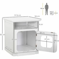 PawHut Wooden Cat Litter Box Washroom Nightstand Cabinet With Magnetic Door 1 PawHut Wooden Cat Litter Box Washroom Nightstand Cabinet With Magnetic Door -PawHut Shop 32716671 2