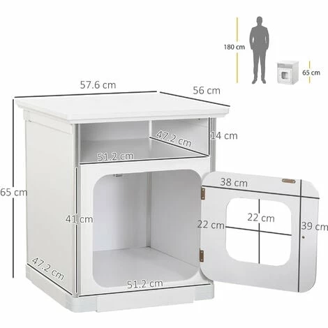 PawHut Wooden Cat Litter Box Washroom Nightstand Cabinet with Magnetic Door PawHut Wooden Cat Litter Box Washroom Nightstand Cabinet With Magnetic Door -PawHut Shop 32716671 2