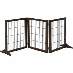 PawHut 3 Panel Pet Gate Frame Indoor Foldable Dog Barrier W/Supporting Foot