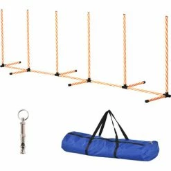 PawHut Dog Agility Training Equipment Pet Play Run Obstacle W/Weaves Poles Whistle Carrying Bag Outdoor Games Exercise