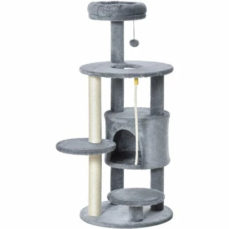 PawHut Cat Tree Tower Activity Center with Hanging Ball Toy Teasing Rope 112cm PawHut Cat Tree Tower Activity Center With Hanging Ball Toy Teasing Rope 112cm -PawHut Shop 33629680 1
